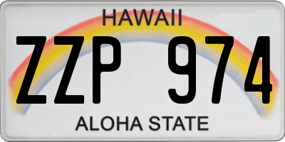 HI license plate ZZP974