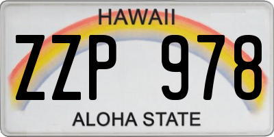 HI license plate ZZP978