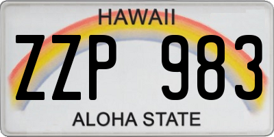 HI license plate ZZP983