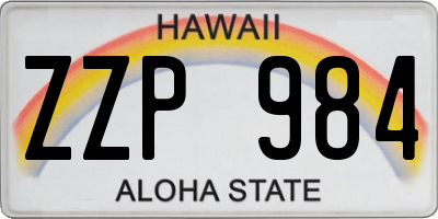 HI license plate ZZP984