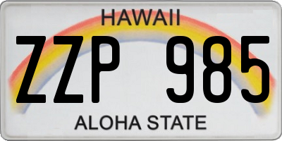 HI license plate ZZP985