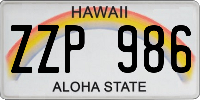 HI license plate ZZP986