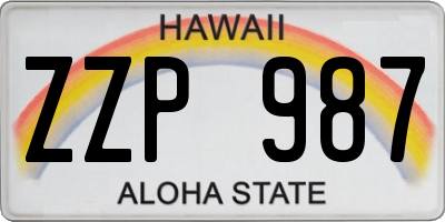 HI license plate ZZP987