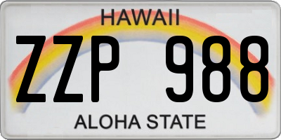 HI license plate ZZP988