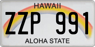 HI license plate ZZP991