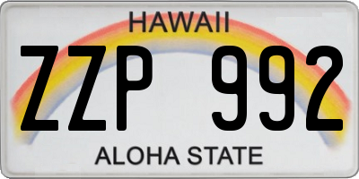 HI license plate ZZP992