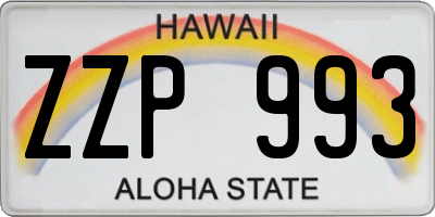 HI license plate ZZP993