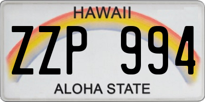 HI license plate ZZP994