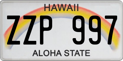 HI license plate ZZP997