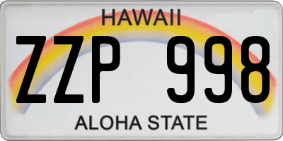 HI license plate ZZP998