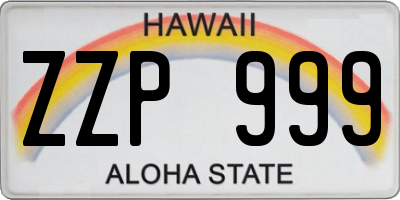 HI license plate ZZP999