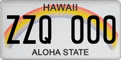 HI license plate ZZQ000