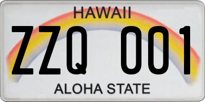 HI license plate ZZQ001