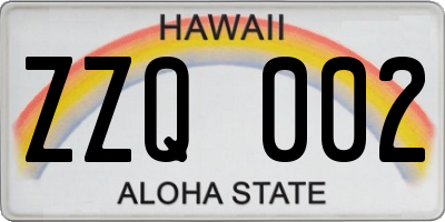 HI license plate ZZQ002