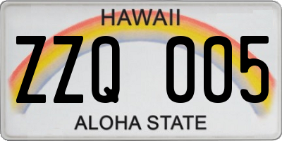 HI license plate ZZQ005