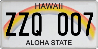 HI license plate ZZQ007