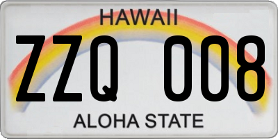 HI license plate ZZQ008