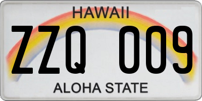 HI license plate ZZQ009