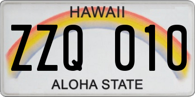 HI license plate ZZQ010