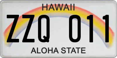 HI license plate ZZQ011