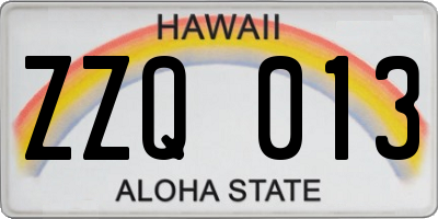 HI license plate ZZQ013