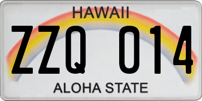 HI license plate ZZQ014