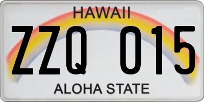 HI license plate ZZQ015