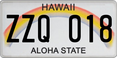 HI license plate ZZQ018