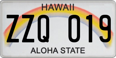 HI license plate ZZQ019