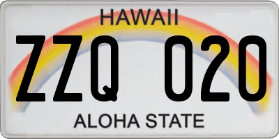 HI license plate ZZQ020