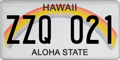 HI license plate ZZQ021