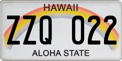 HI license plate ZZQ022