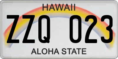 HI license plate ZZQ023