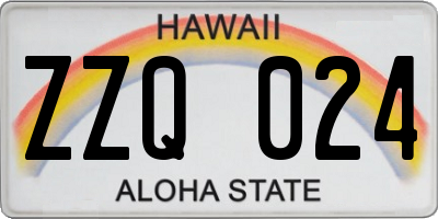 HI license plate ZZQ024