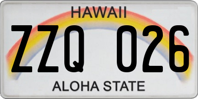 HI license plate ZZQ026