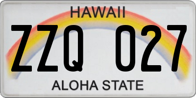 HI license plate ZZQ027