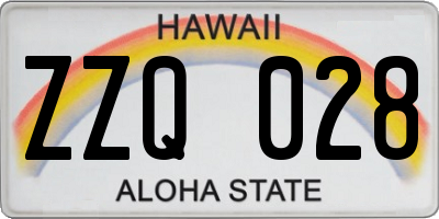 HI license plate ZZQ028