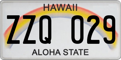 HI license plate ZZQ029