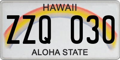 HI license plate ZZQ030