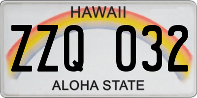 HI license plate ZZQ032