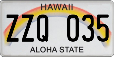 HI license plate ZZQ035