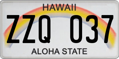 HI license plate ZZQ037