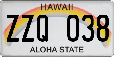 HI license plate ZZQ038