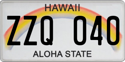 HI license plate ZZQ040