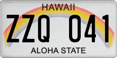 HI license plate ZZQ041