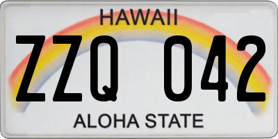 HI license plate ZZQ042