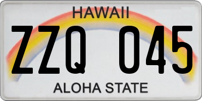 HI license plate ZZQ045