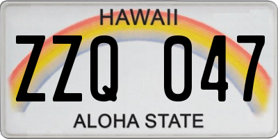 HI license plate ZZQ047