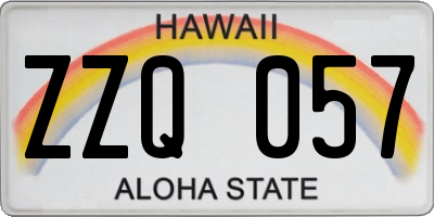 HI license plate ZZQ057