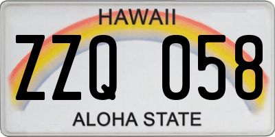 HI license plate ZZQ058